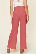 Double Take Full Size Texture Smocked Waist Wide Leg Pants Trendsi