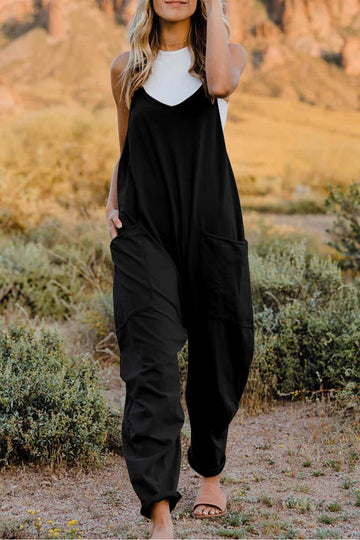 Double Take Full Size V-Neck Sleeveless Jumpsuit with Pockets - Awesome Marketplace