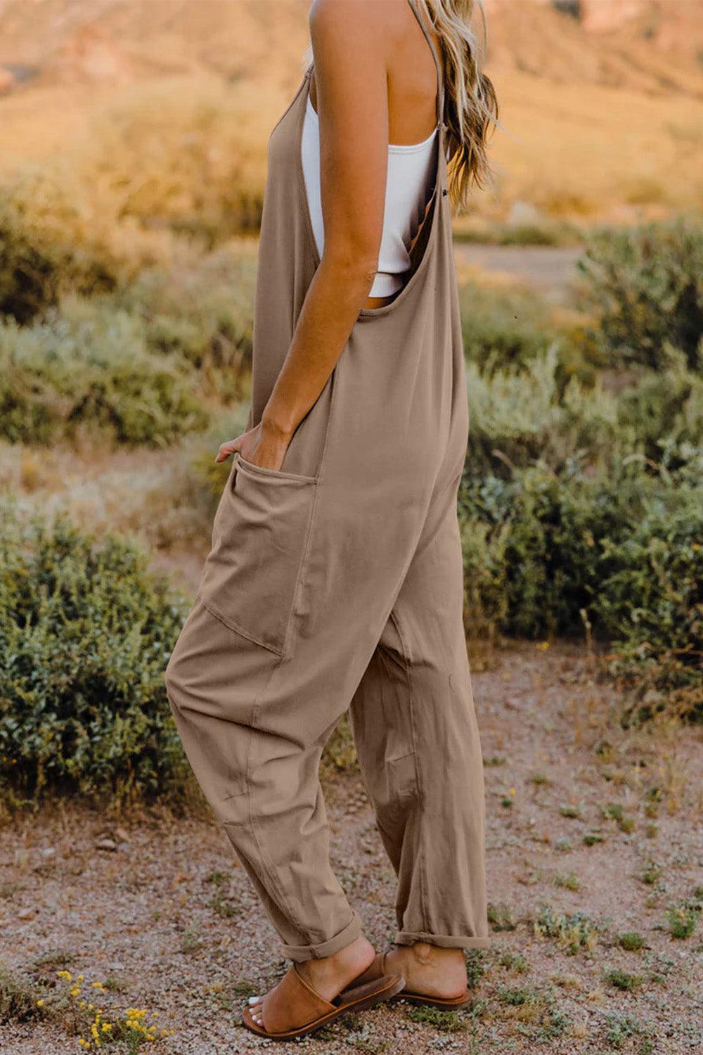 Double Take Full Size V-Neck Sleeveless Jumpsuit with Pockets - Awesome Marketplace