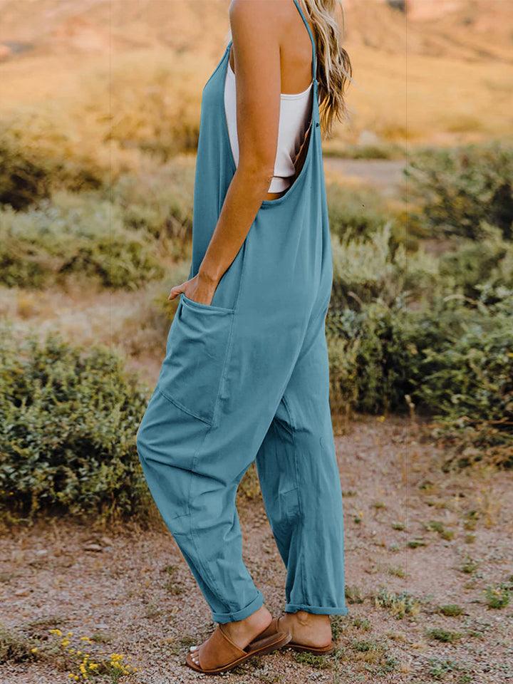 Double Take Full Size V-Neck Sleeveless Jumpsuit with Pockets - Awesome Marketplace