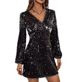 Elegant V-Neck Sequins Dress for Women - Sparkling Evening Party Wear - Awesome Marketplace