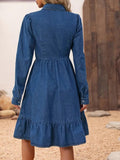 European And American Lapel Long Sleeve Stitching Casual Dress - Awesome Marketplace