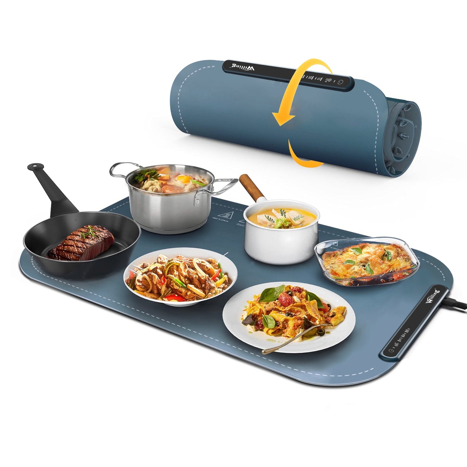 Willing 250W Food Warming Mat – 3-Temperature Setting | Portable Home Food Warmer for Stainless Steel, Ceramic, Glass & Enamelware