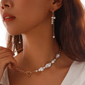 Fashion Pearl Cross Chain Suit Necklace - Awesome Marketplace