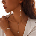 Fashion Pearl Cross Chain Suit Necklace - Awesome Marketplace