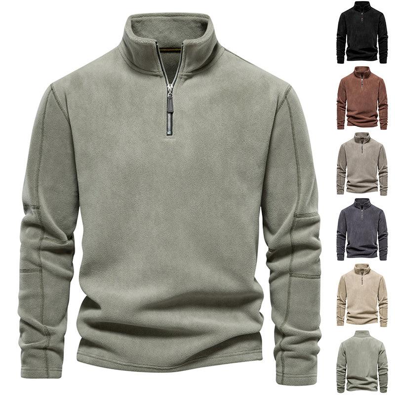 Stand-collar fleece sweatshirt