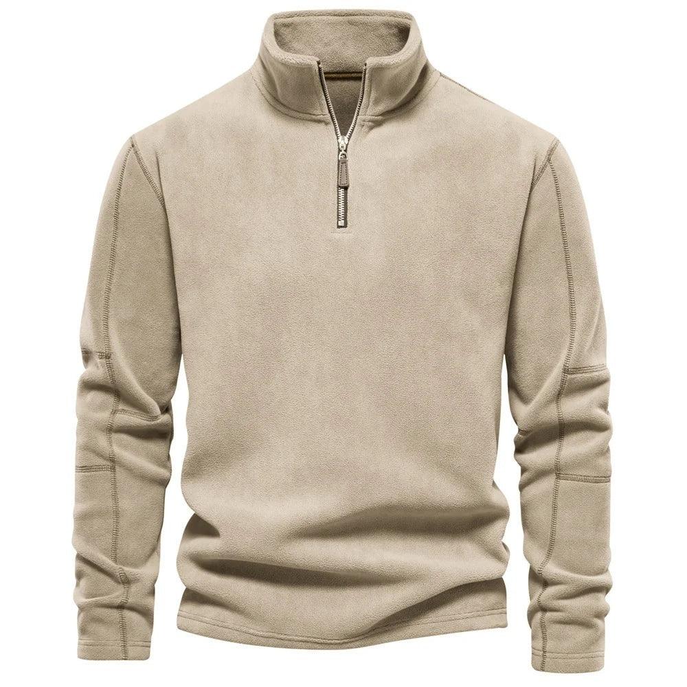 Fashion Personality Stand-collar Zippered Sweatshirt With Fleece Winter Casual Pullover Top Men's Clothing - Awesome Marketplace