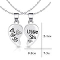 Crystal Rhinestone Heart Necklace - Big Sis Little Sis Sister Jewelry Gift - Awesome Marketplace