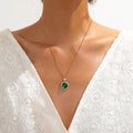 Fashion Simple Water Brick Round Emerald Jewelry Suit - Awesome Marketplace