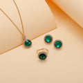 Fashion Simple Water Brick Round Emerald Jewelry Suit - Awesome Marketplace