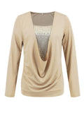 Faux Layered Sequin Long Sleeve Blouse - Awesome Marketplace