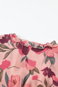 Floral Frill Trim Flounce Sleeve Plunge Maxi Dress - Awesome Marketplace