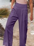 Full Size Smocked Waist Wide Leg Pants Trendsi