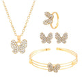 Heart-Shaped Butterfly Flower Letter Fashion Set Exquisite 4-Piece Jewelry - Awesome Marketplace