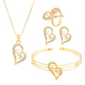 Heart-Shaped Butterfly Flower Letter Fashion Set Exquisite 4-Piece Jewelry - Awesome Marketplace