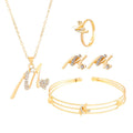 Heart-Shaped Butterfly Flower Letter Fashion Set Exquisite 4-Piece Jewelry - Awesome Marketplace