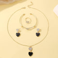 Heart-Shaped Butterfly Flower Letter Fashion Set Exquisite 4-Piece Jewelry - Awesome Marketplace