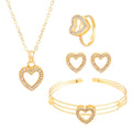 Heart-Shaped Butterfly Flower Letter Fashion Set Exquisite 4-Piece Jewelry - Awesome Marketplace