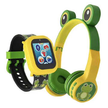 hiTech Jr Kids Boys Frog Smartwatch with On Ear Light up Bluetooth Headphones Doba