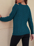 Honey Cable-Knit V-Neck Cold Shoulder Sweater - Awesome Marketplace