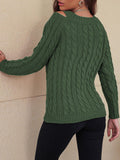 Honey Cable-Knit V-Neck Cold Shoulder Sweater - Awesome Marketplace