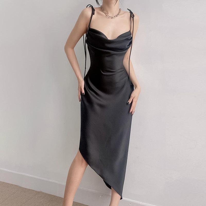 Irregular Casual Sling Satin Dress Women - Awesome Marketplace