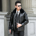 Lapel Fur Liner Leather Jacket Casual Men's Leather Jacket - Awesome Marketplace