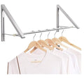 Laundry Room Drying Rack Wall Mounted Clothes Hanger Folding Wall Coat Racks Aluminum Home Storage Organizer Space Savers Silver 2 Racks With Rod - Awesome Marketplace