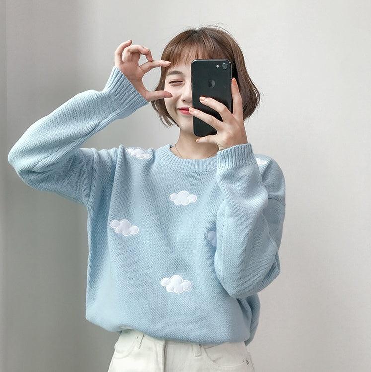 Loose Cloud Sweater for Women Soft Cozy Relaxed Fit Winter Knitwear - Awesome Marketplace