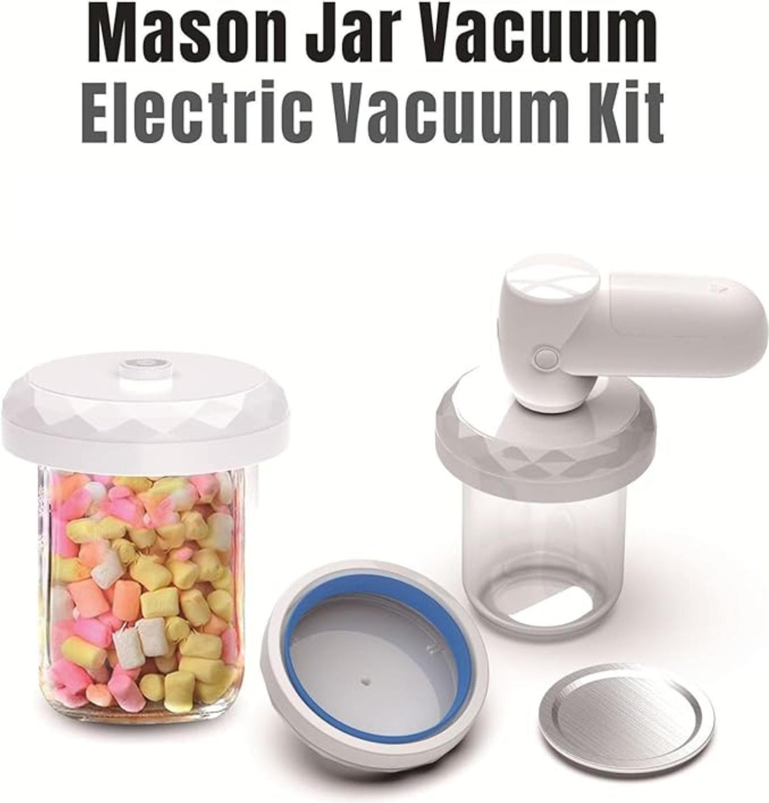 Mason Jar Vacuum Sealer Kit Portable Cordless Electric Mason Jar Vacuum Sealing Machine Food Preservation Seal Clip - Awesome Marketplace