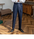 Men's Italian Naples High Waisted Gold Silver Striped Straight Leg Pants - Awesome Marketplace