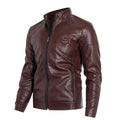 Men's Leather Jacket With Stand Collar PU Motorcycle Leather Jacket - Awesome Marketplace