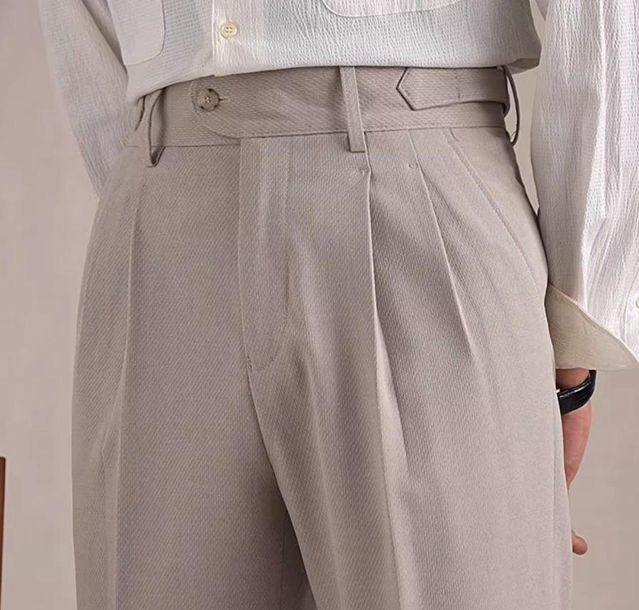 Neapolitan Mesh Wool Breathable Straight Loose Suit Pants - Awesome Marketplace