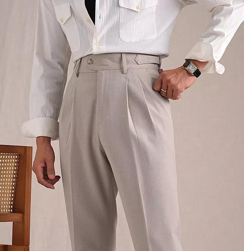 Neapolitan Mesh Wool Breathable Straight Loose Suit Pants - Awesome Marketplace