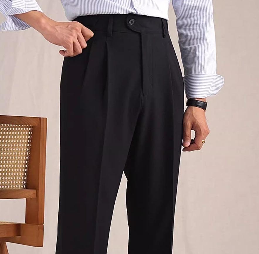 Neapolitan Mesh Wool Breathable Straight Loose Suit Pants - Awesome Marketplace