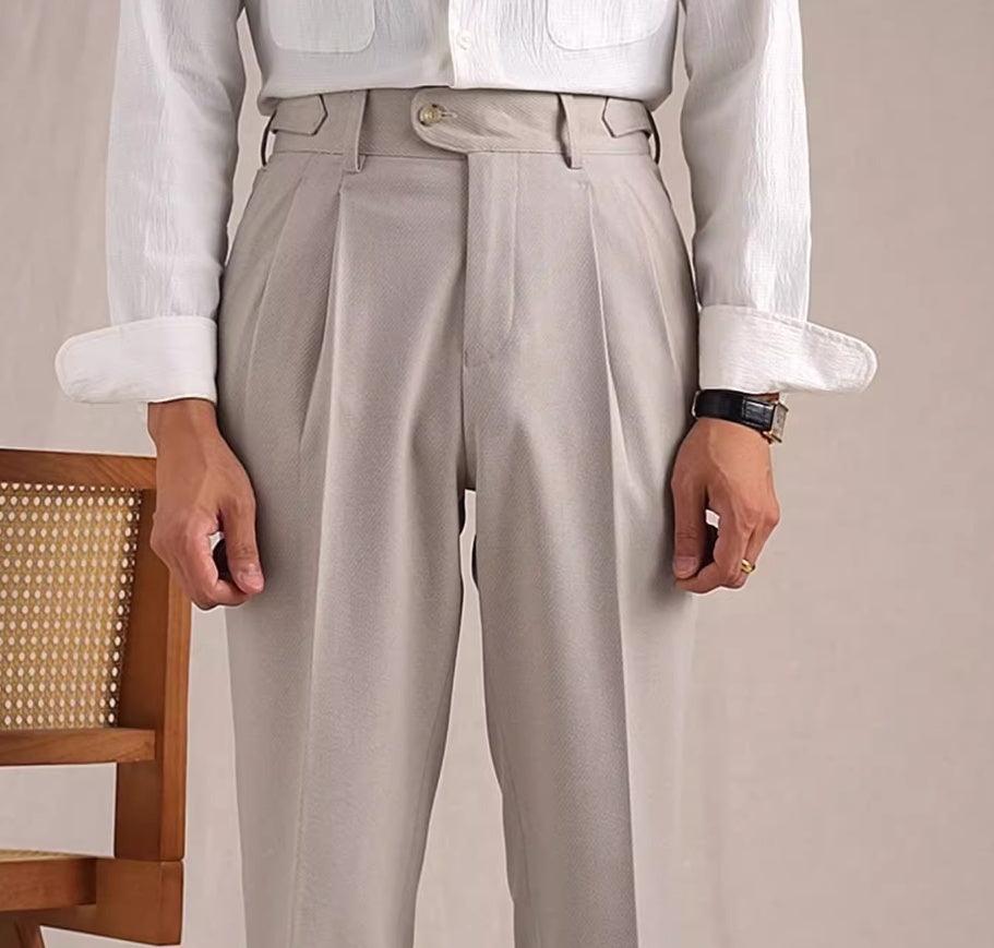 Neapolitan Mesh Wool Breathable Straight Loose Suit Pants - Awesome Marketplace