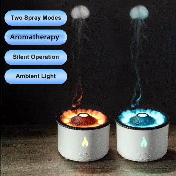 New Creative Ultrasonic Essential Oil Humidifier Volcano Aromatherapy Machine Spray Jellyfish Air Flame Humidifier Diffuser - Awesome Marketplace