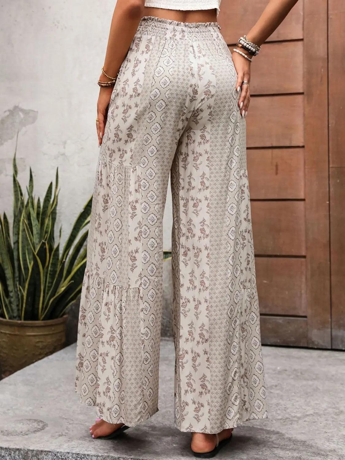 Perfee Printed Wide Leg Pants Trendsi