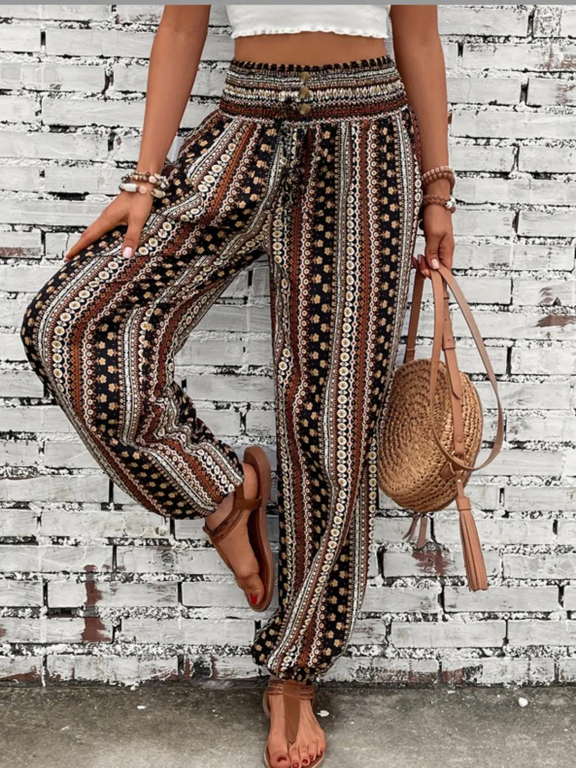 Printed High Waist Pants Trendsi