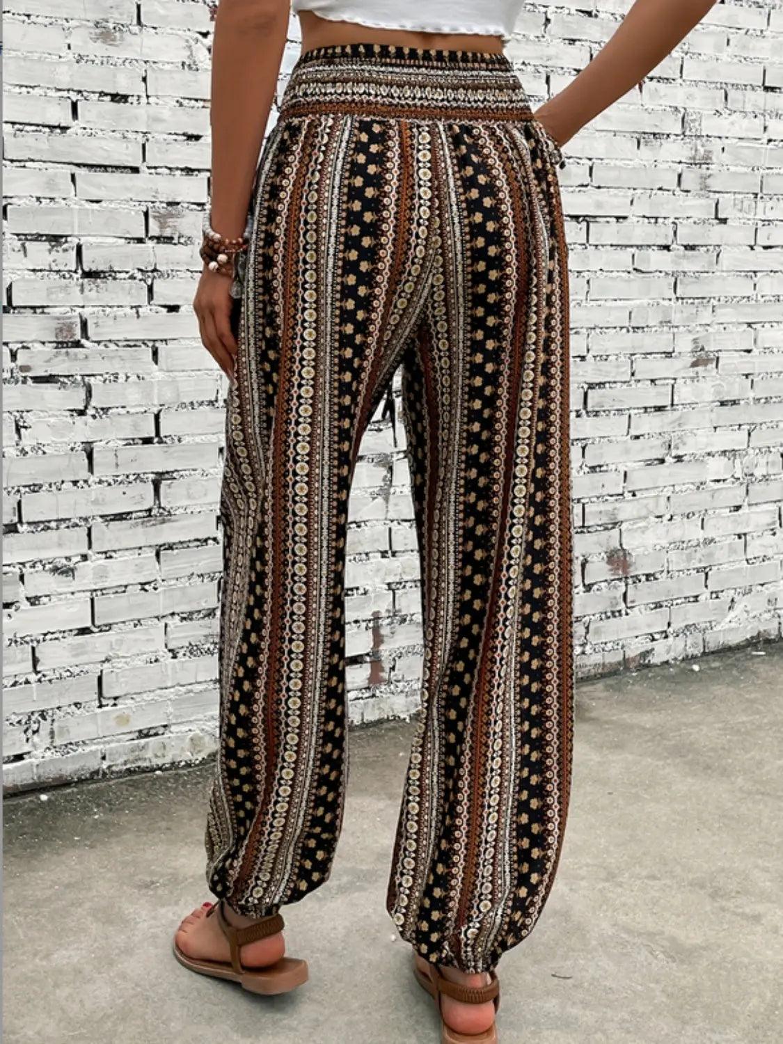 Printed High Waist Pants Trendsi