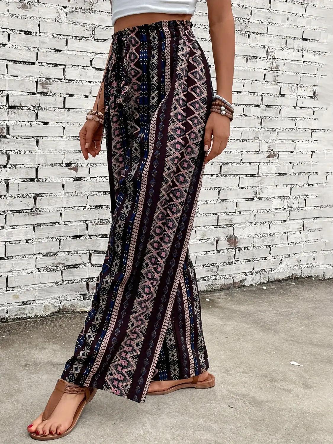 Printed High Waist Wide Leg Pants Trendsi