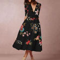 Pullover Deep V-neck dress High Waist Half Sleeve A- Line Skirt - Awesome Marketplace