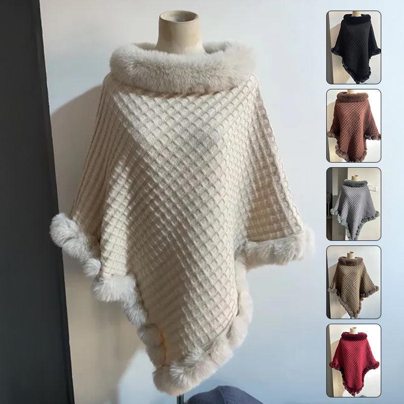 Rex Rabbit Fur Collar Shawl Cape Luxury Fur Cape Wraps Shawl Autumn Winter Fashion Graceful Cloak Outerwear Women Party Wedding Dress - Awesome Marketplace