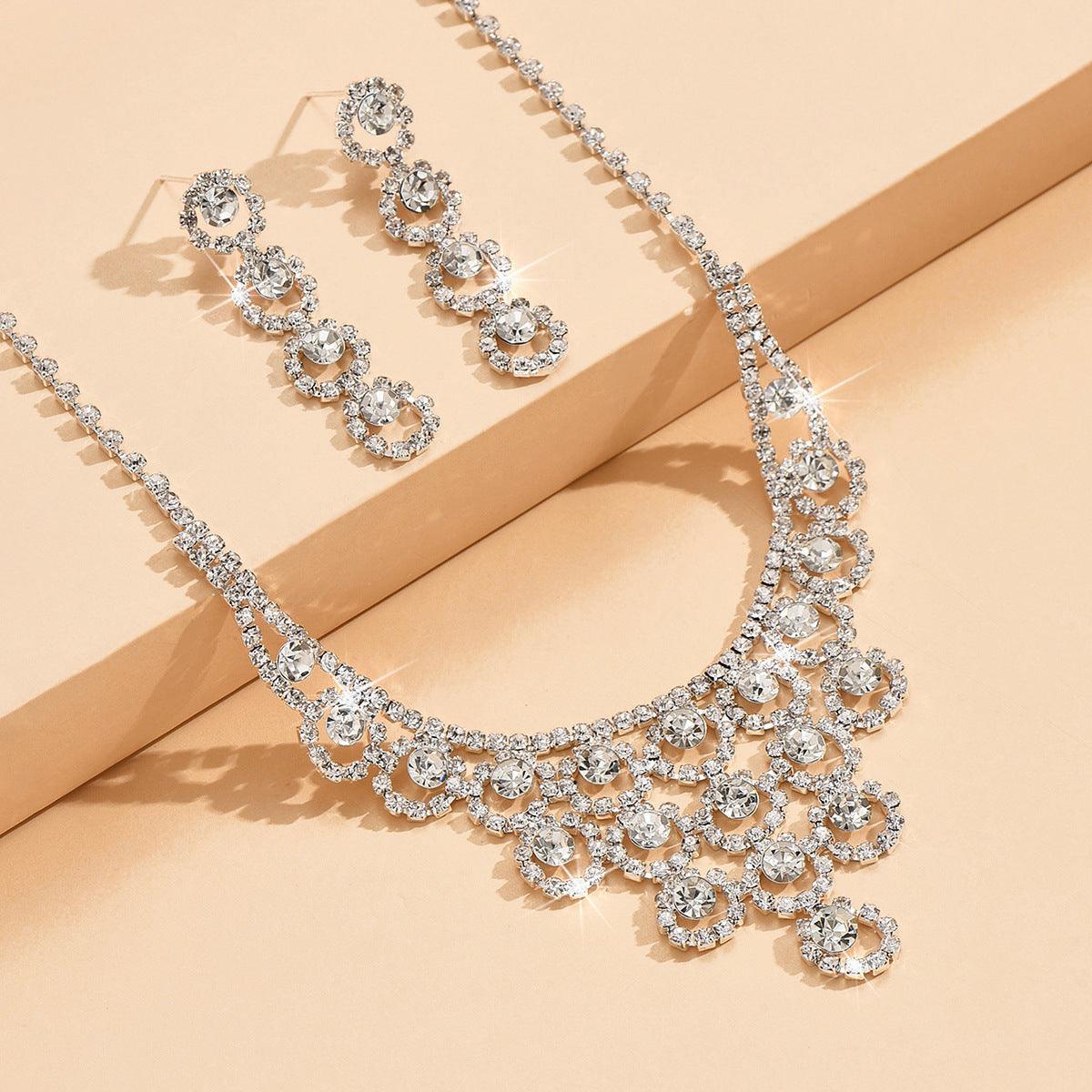 Rhinestone Necklace And Earrings Suite Women's Simple - Awesome Marketplace