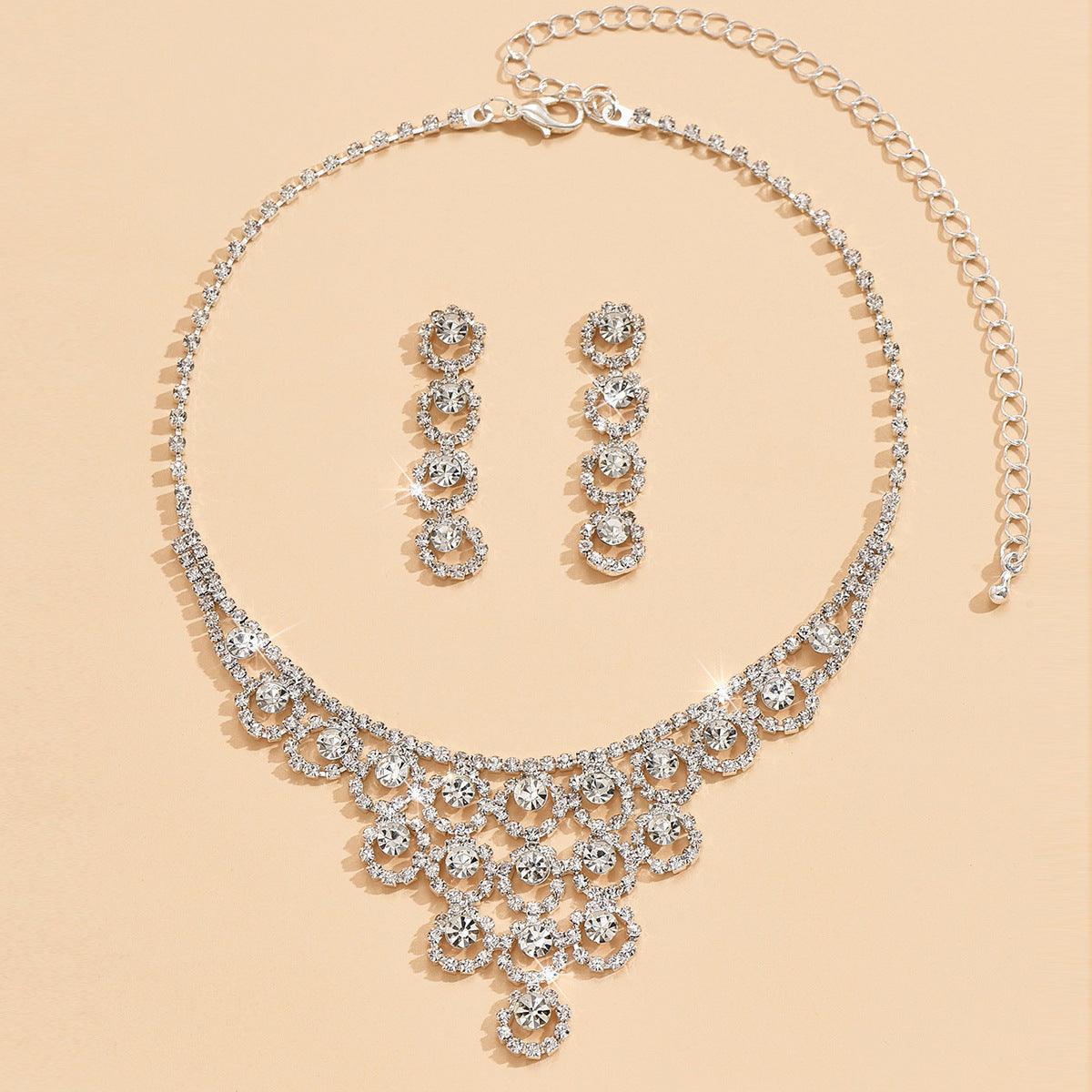 Rhinestone Necklace And Earrings Suite Women's Simple - Awesome Marketplace