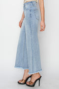 RISEN High Rise Crop Wide Fray Hem Jeans - Awesome Marketplace