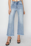 RISEN High Rise Crop Wide Fray Hem Jeans - Awesome Marketplace