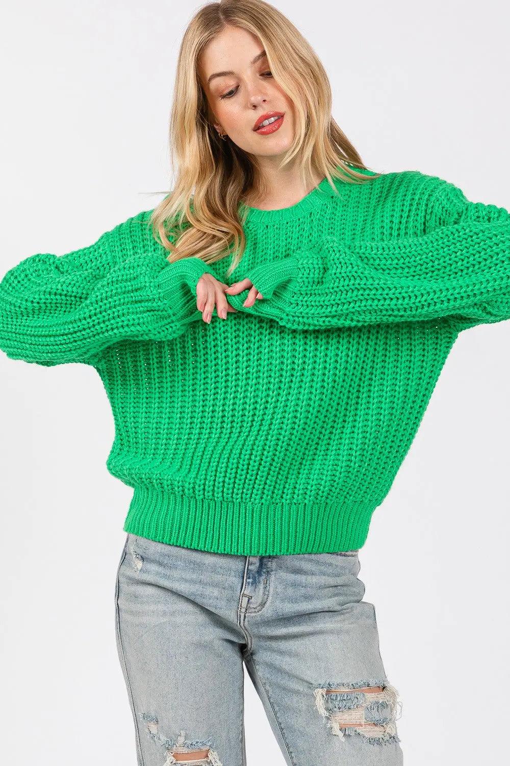 SAGE + FIG Round Neck Drop Shoulder Sweater Trendsi