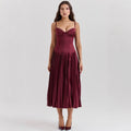 Spaghetti Straps Sleeveless Slim-fit Pleated Dress - Awesome Marketplace