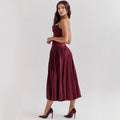 Spaghetti Straps Sleeveless Slim-fit Pleated Dress - Awesome Marketplace